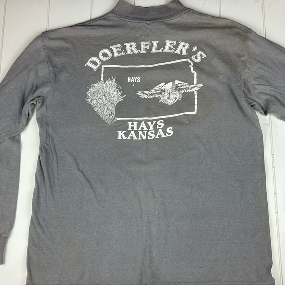 🦅 Vintage 1990 Harley Davidson 3D Emblem L/XL Long Sleeve T-shirt 90s VTG - Picture 5 of 7